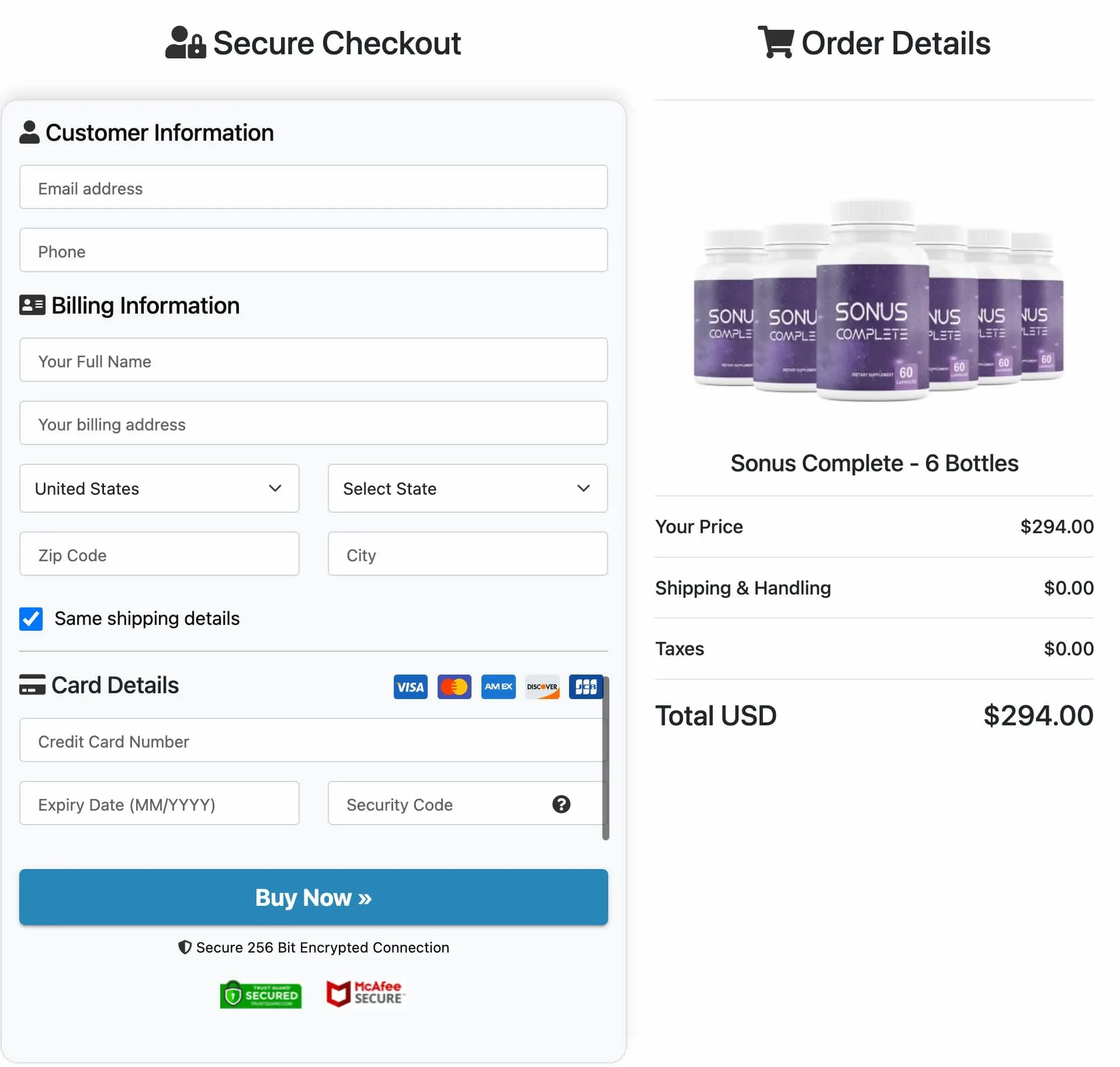 Sonus Complete Official Order Page &mdash; Secure Checkout USA